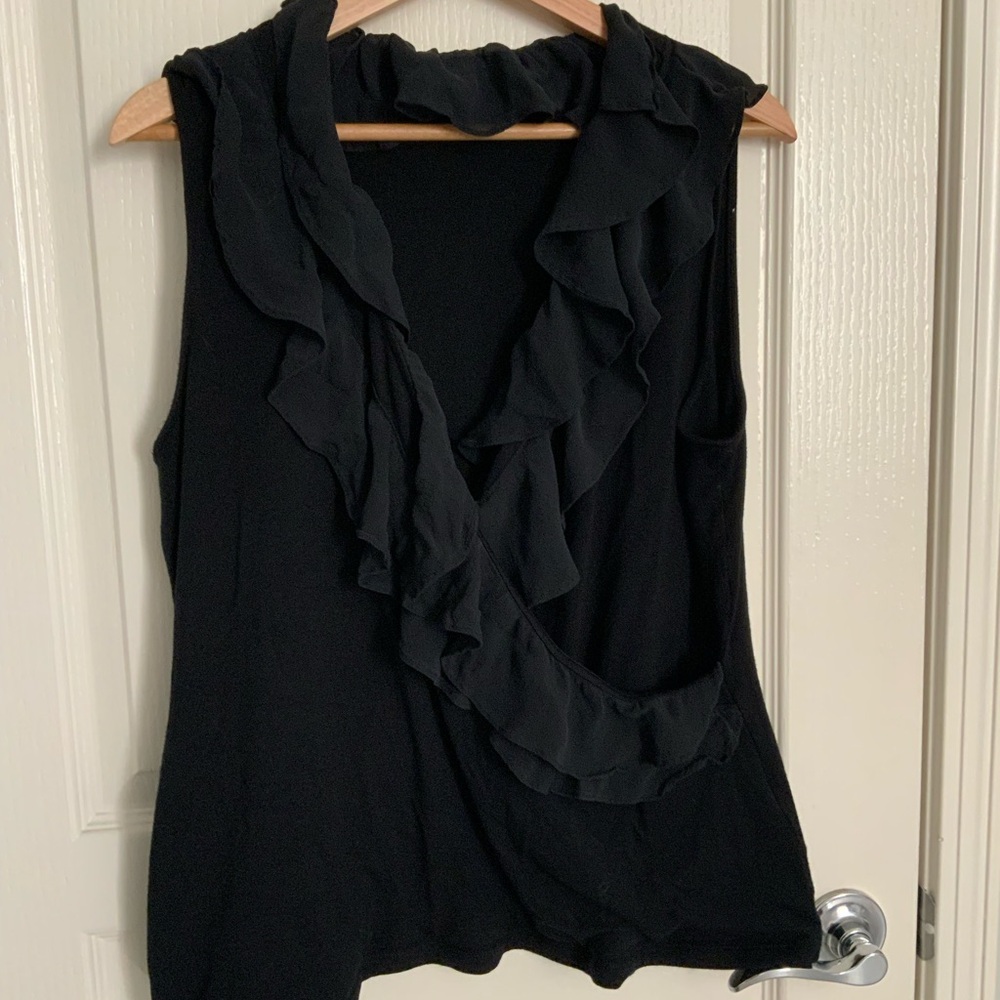 Lauren Ralph Lauren Black Ruffled Blouse XL